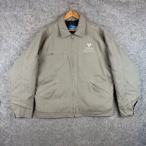 Tri Mountain Canvas Work Jacket Mens Large Quilt Lined Gray Zip Duck Barn Chore